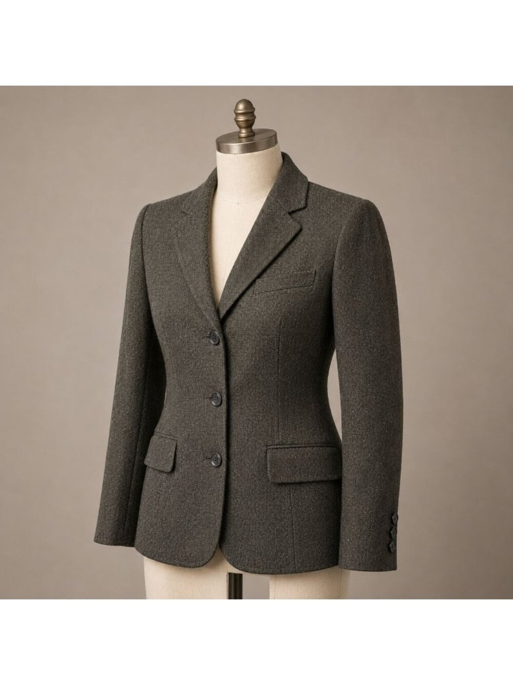HK7 - Brooks Brothers 4P Wool Blend Tailored Blazer Tollegno 1900 Olive Gray